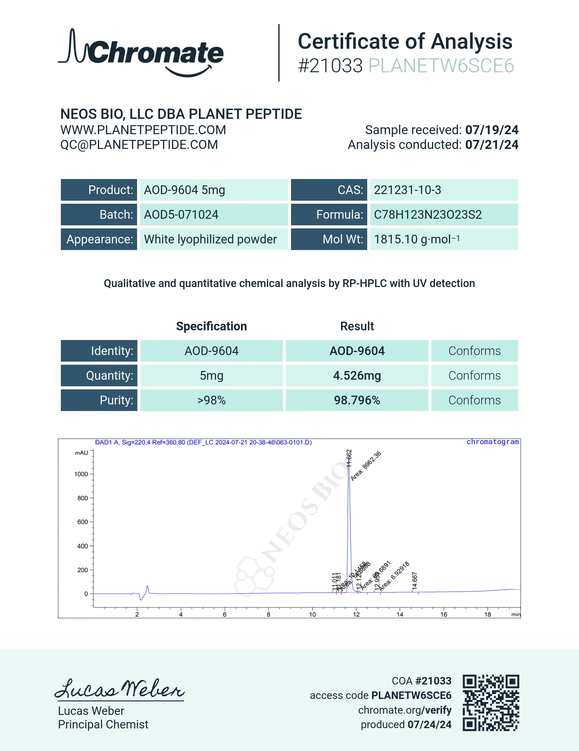 Bulk AOD-9604 5MG x 10 Vials